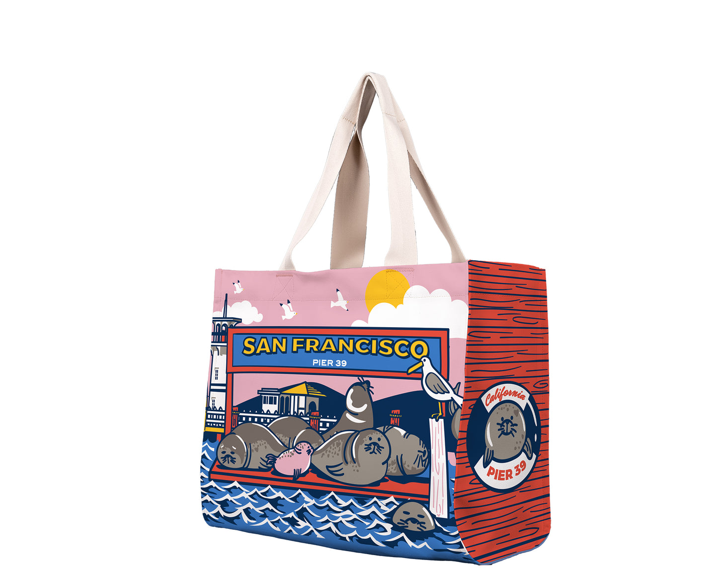 SF Pier 39 Seals Travel Tote Bag