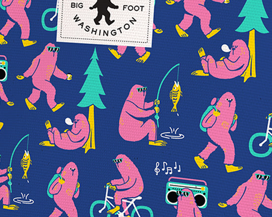 Seattle Big Foot Print Medium Pouch