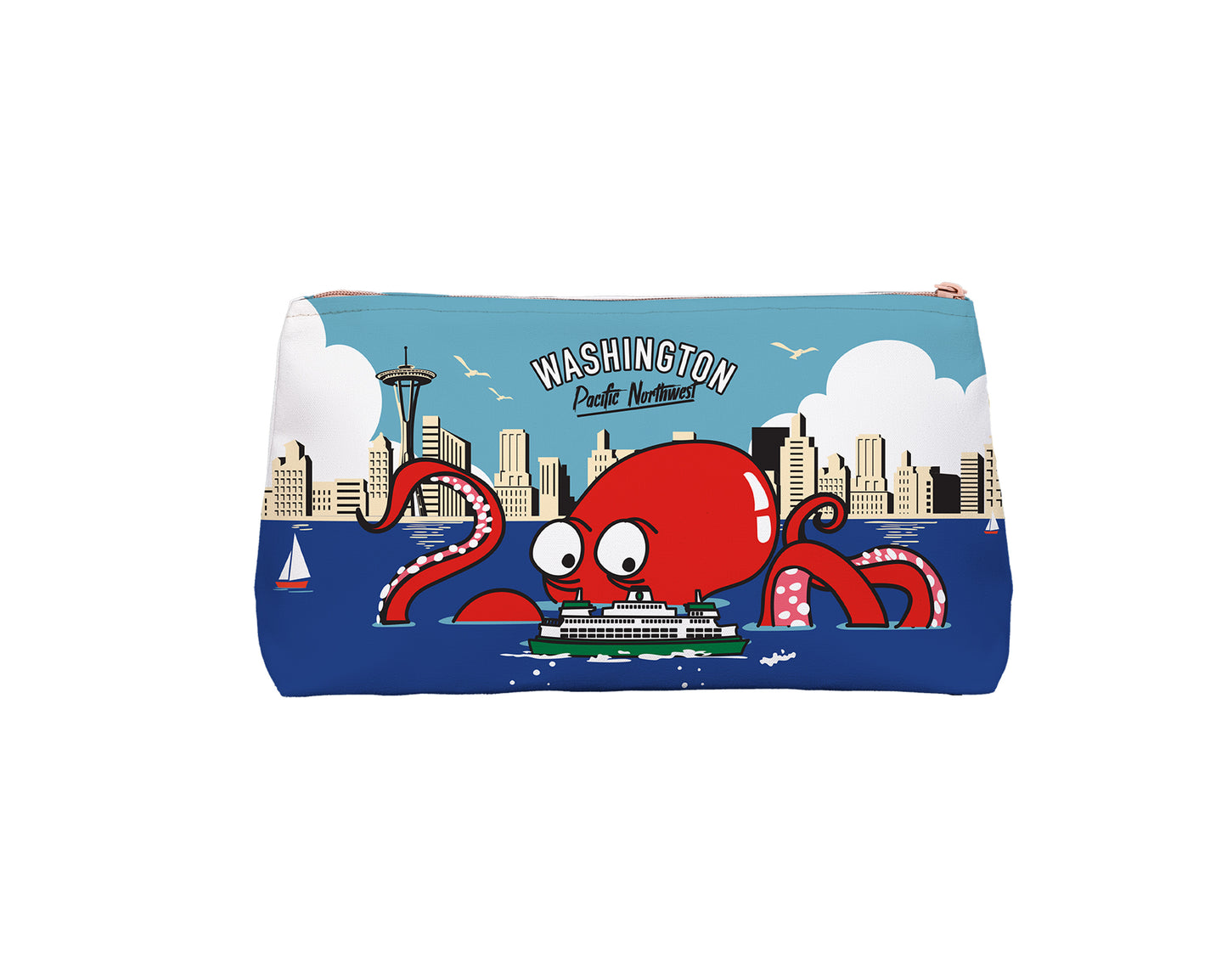 Seattle Octopus Skyline Large Pouch