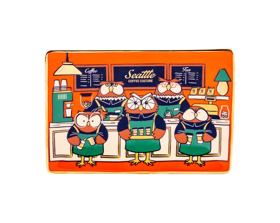 Seattle Owl Baristas Porcelain Tray