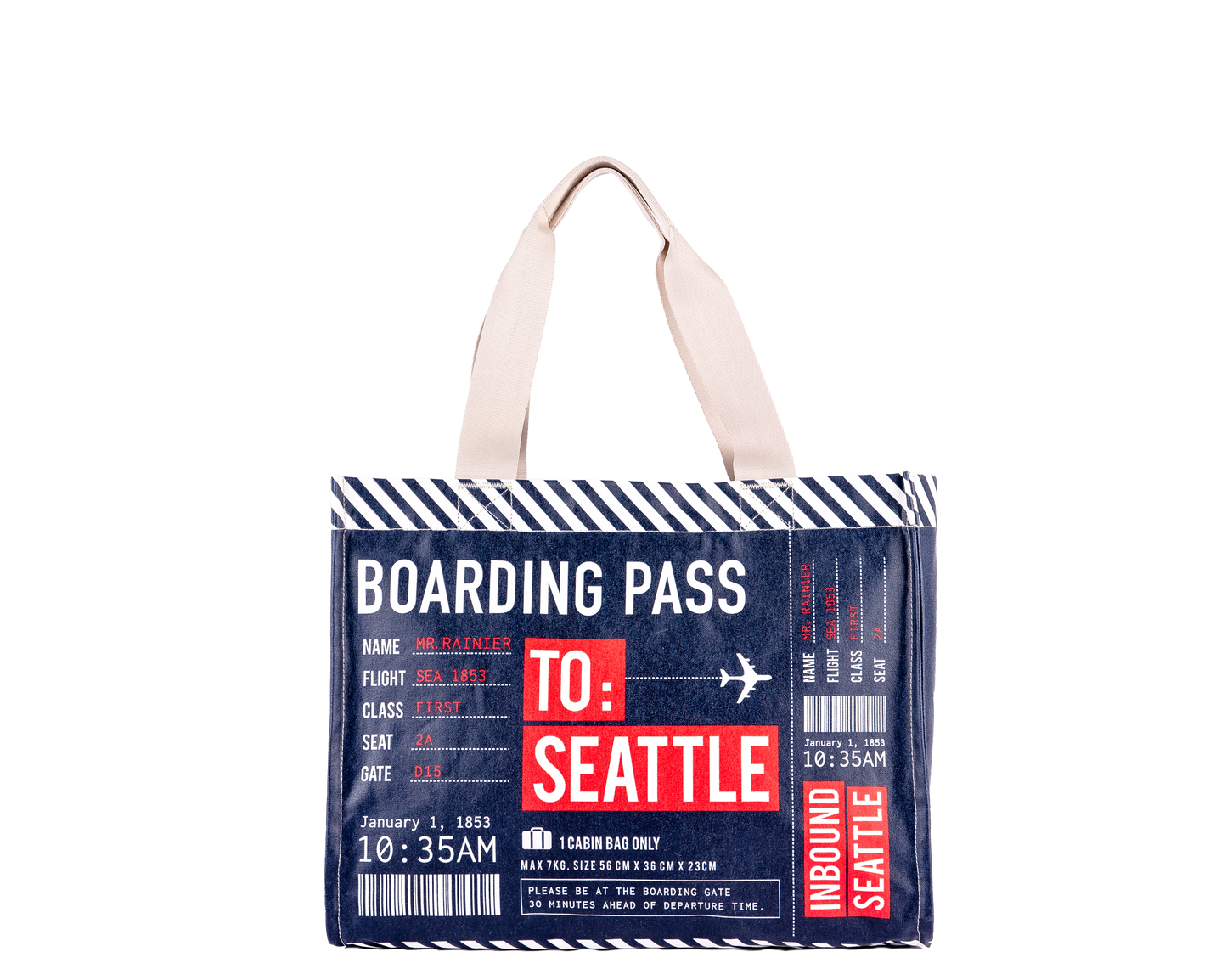 Seattle Boarding Pass Travel Tote Bag