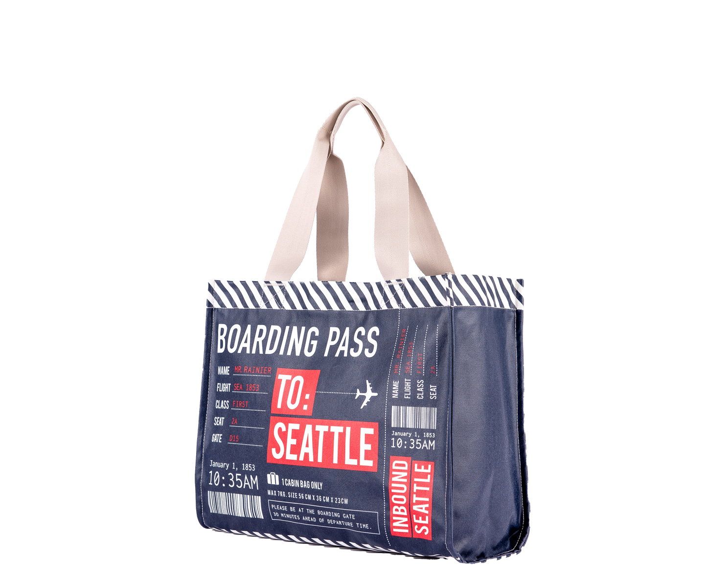 Seattle Boarding Pass Travel Tote Bag