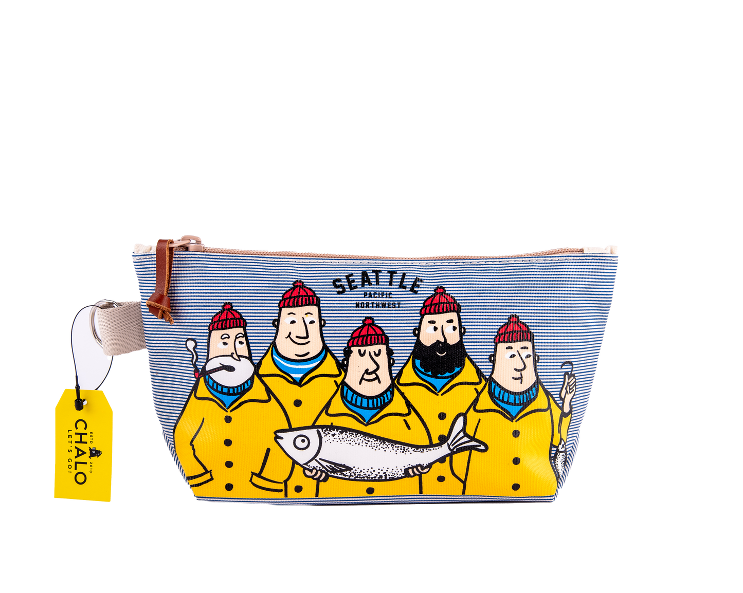 Seattle Fishermen Medium Pouch — Blue Stripes