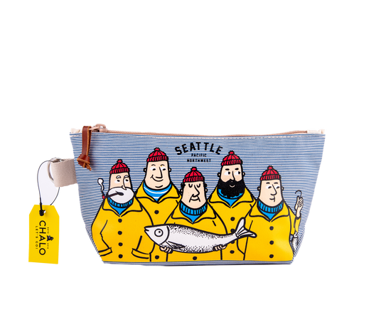 Seattle Fishermen Medium Pouch — Blue Stripes