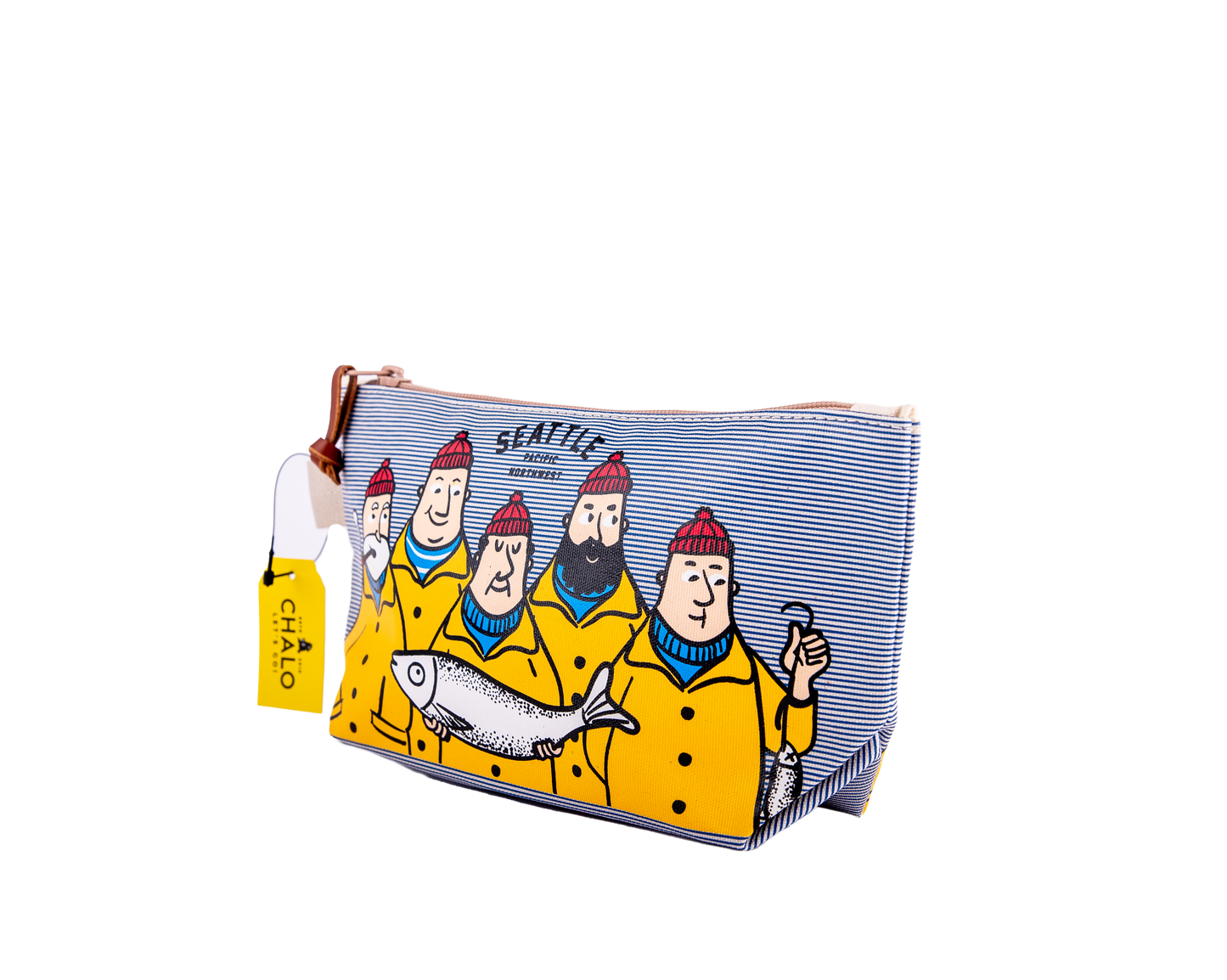 Seattle Fishermen Medium Pouch — Blue Stripes