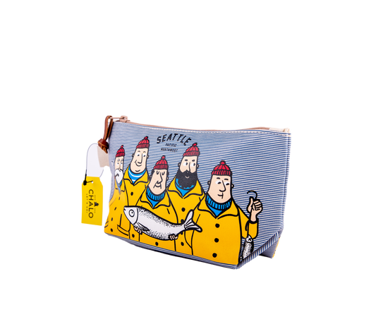 Seattle Fishermen Medium Pouch — Blue Stripes