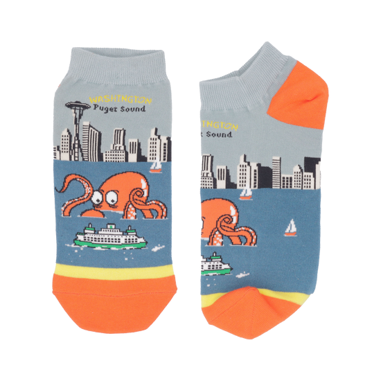 Seattle Octopus Skyline Ankle Socks