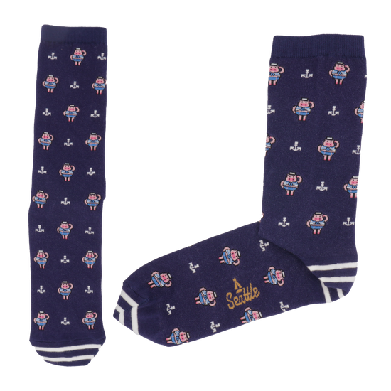 Seattle Piggies Sailor Print Crew Socks
