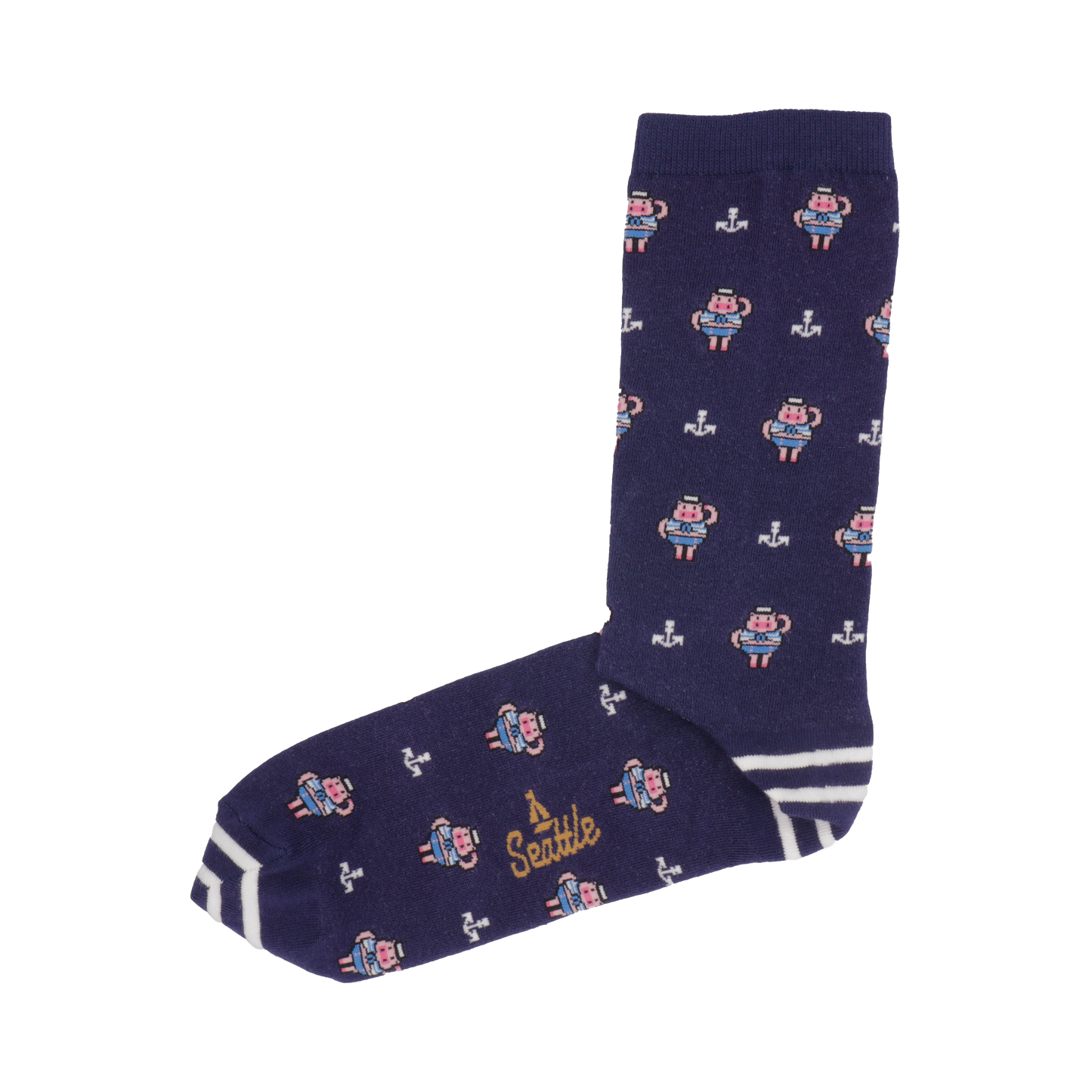 Seattle Piggies Sailor Print Crew Socks