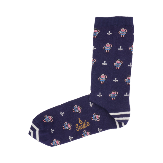 Seattle Piggies Sailor Print Crew Socks