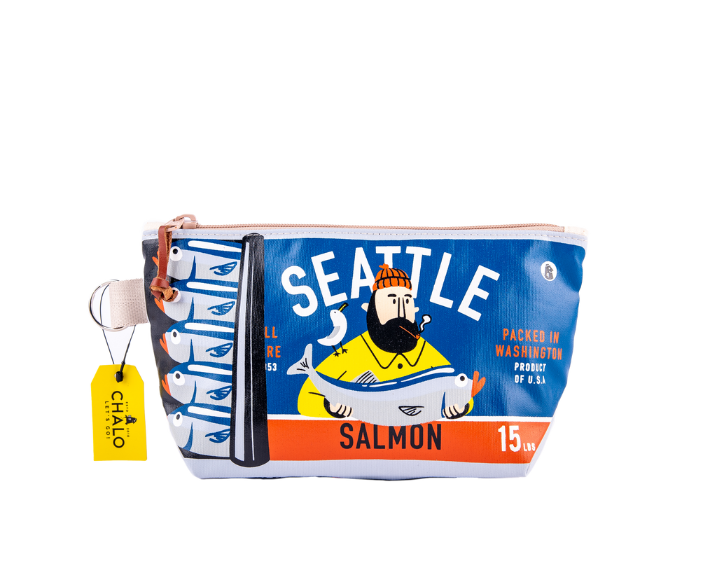 Seattle Blue Salmon Can Medium Pouch – Chalo & Co.