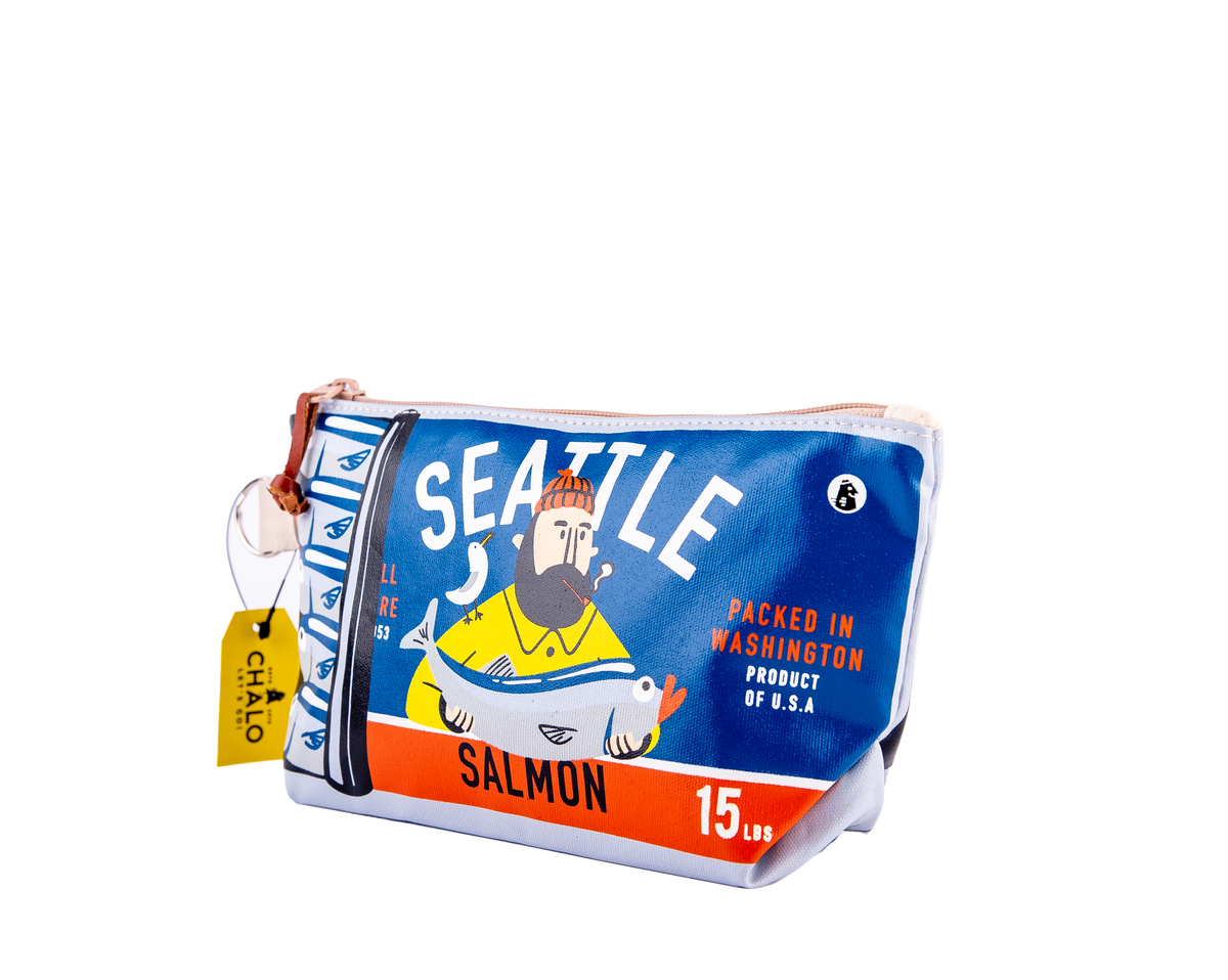Seattle Blue Salmon Can Medium Pouch – Chalo & Co.