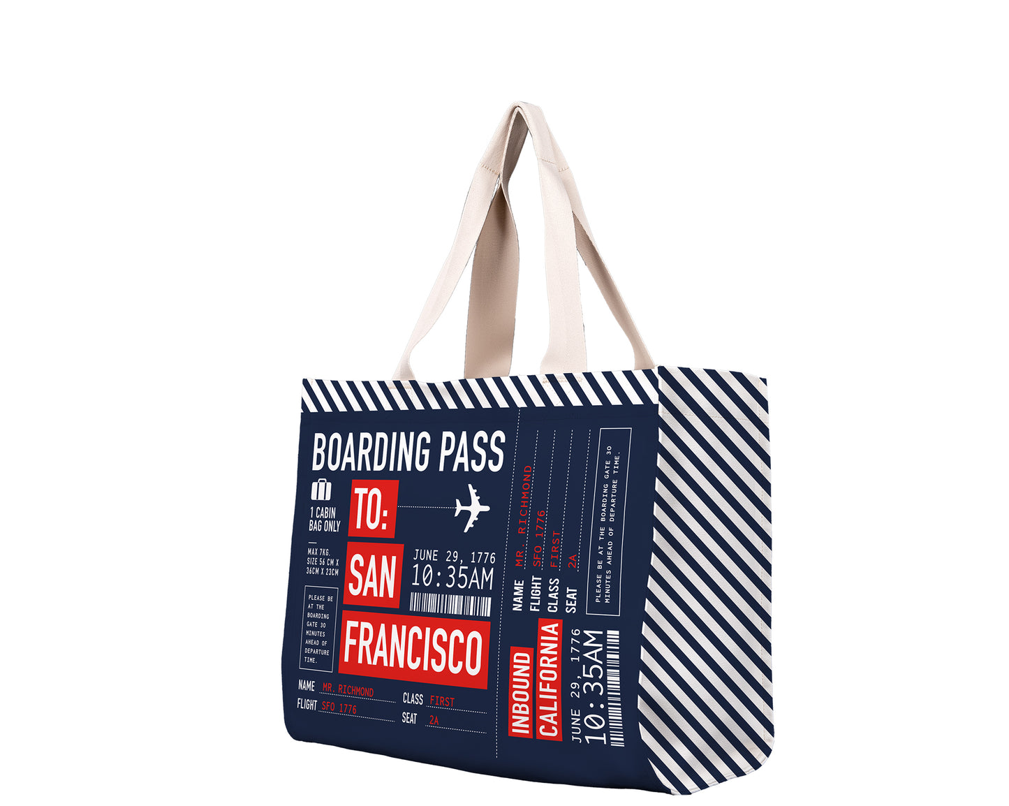 SF Boarding Pass Travel Tote Bag