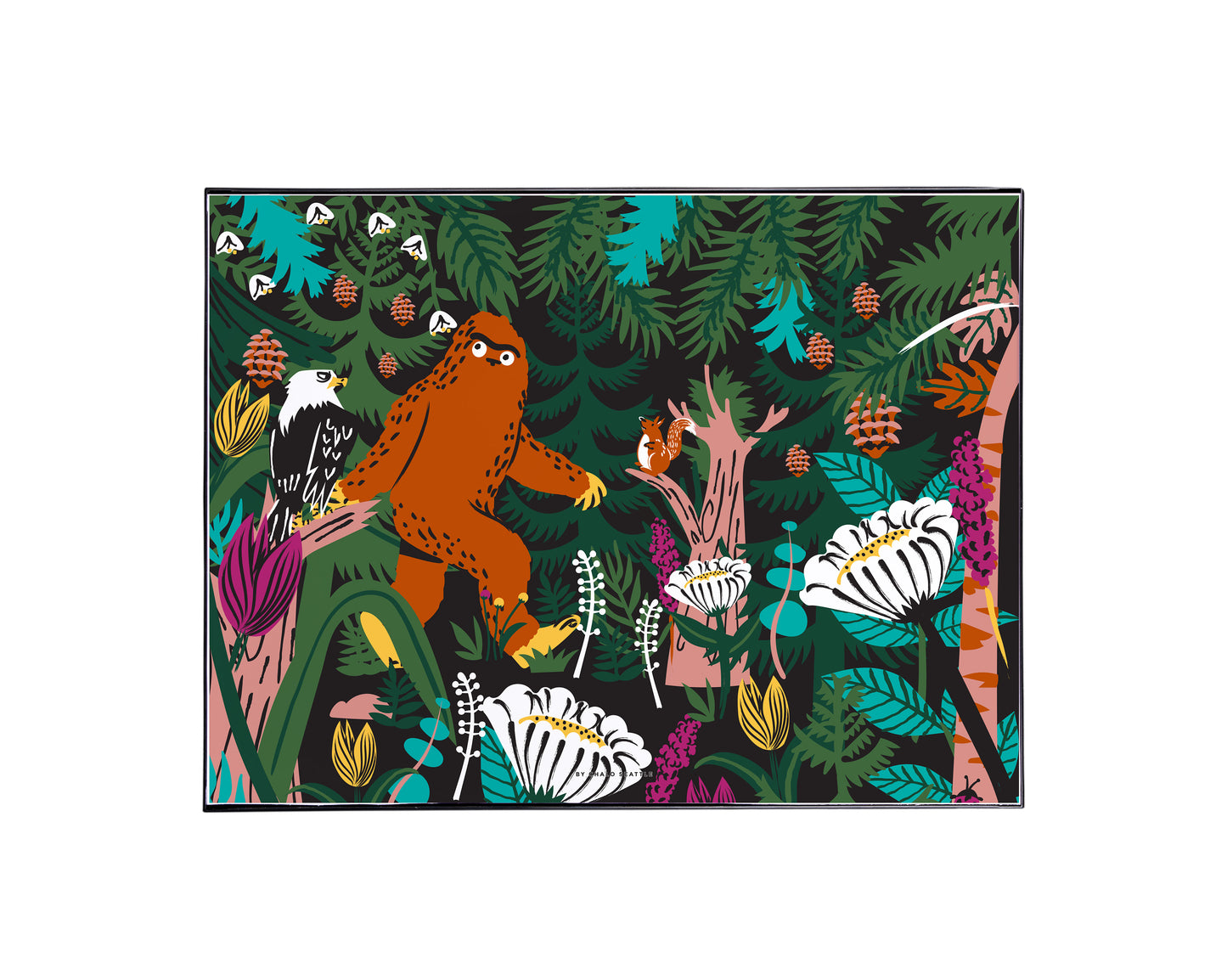 Seattle Big Foot Forest Lifestyle Art Print